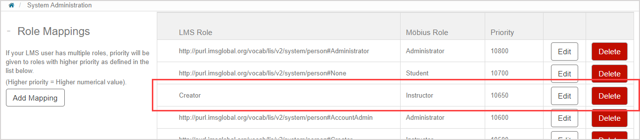 New row in the Role Mappings table is highlighted.